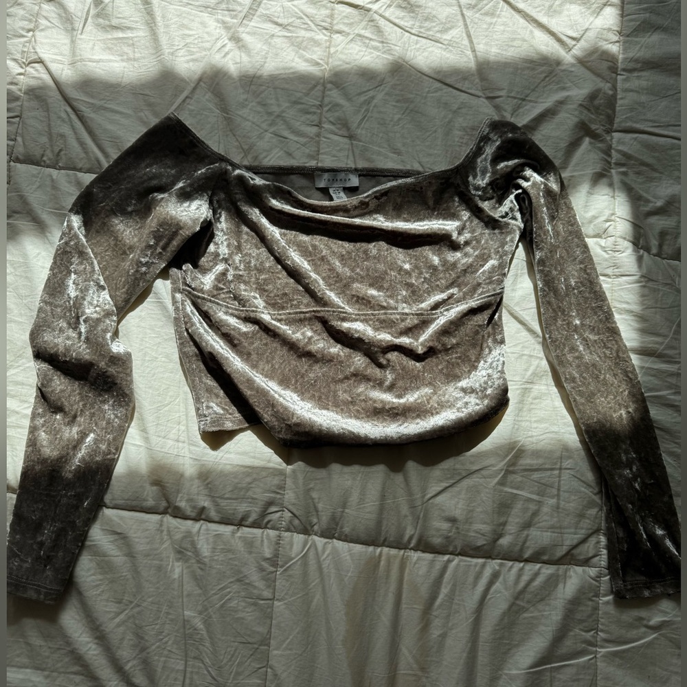 Topshop crushed velvet off the shoulder long sleeve size 6